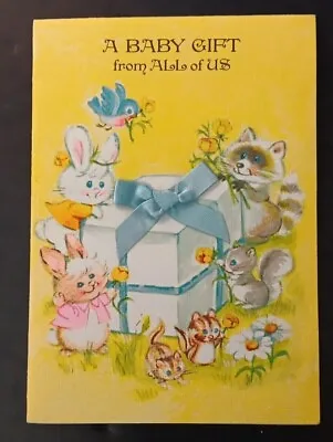 Unused Vintage Greeting Card & Envelope A Gift For New Baby ~ Adorable Animals • $6.44