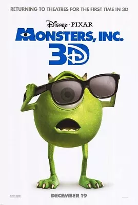 MONSTERS INC. Great Original 27x40 D/S Movie Poster 3-D Release • $7.95