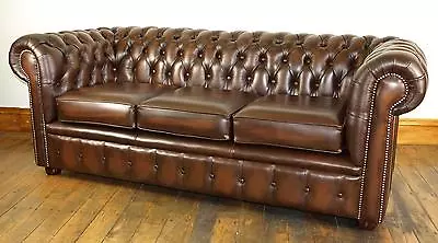 Chesterfield Leather Suite/chair/sofa B/NEW Antique Brown Leather • £1099