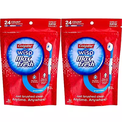Max Fresh Wisp Disposable Mini Toothbrush Peppermint - 24 Count 2-Pack • $29.46