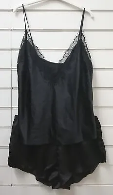 Ladies Anne Summers Black Satin Cami Short  Set Uk Sizes 8-16 Nightwear • £9.99