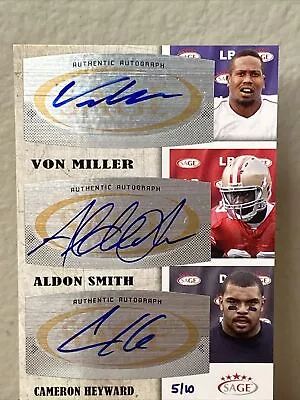 2011 Sage Triple Rookie Auto /10 Von Miller Cameron Heyward Aldon Smith HOF • $200