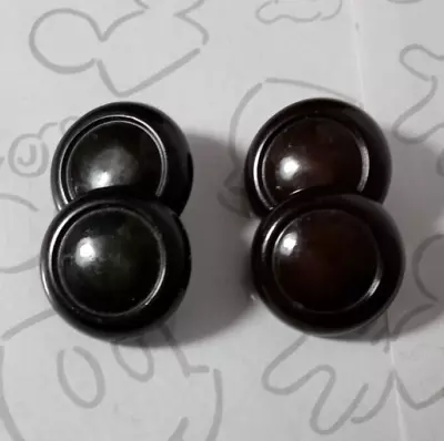 Round Black Button Style Double Sided Vintage Link Cufflinks • $18.99