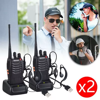 2x BF BF-888S Two Way Radio Walkie Talkie UHF 400-470MHz Handheld + Earbuds • $42.99