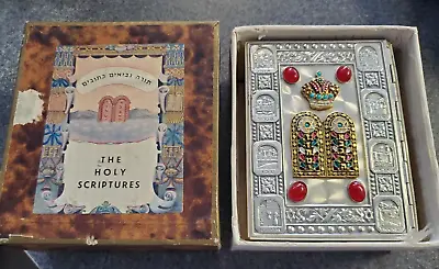 1969 Holy Scriptures Metal Cover English & Hebrew Bible Prayer Book Storage Case • $54.99
