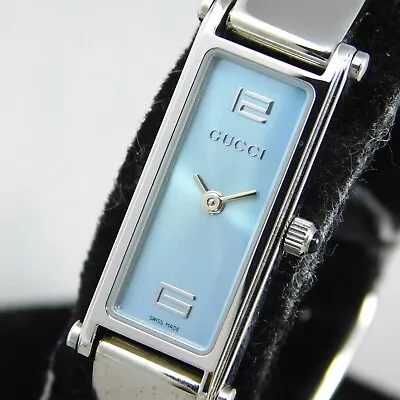 Gucci 1500l Silver Blue Dial Women's Vintage Swiss Made Watch E959 • $124.20