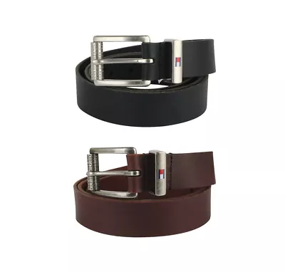 Tommy Hilfiger Men's Premium Logo Casual Solid Leather Belt 11TL02XZ50 • $24.10