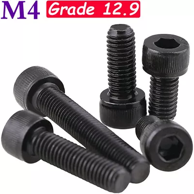 M4 Grade 12.9 Alloy Steel Hex Socket Head Cap Screws Allen Key Bolts Black Oxide • £7.78