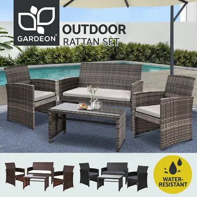 $329.95 • Buy Gardeon 4 PCS Outdoor Furniture Setting Lounge Dining Set Wicker Garden Patio