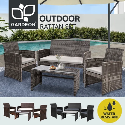 Gardeon 4 PCS Outdoor Furniture Setting Lounge Dining Set Wicker Garden Patio • $249.95