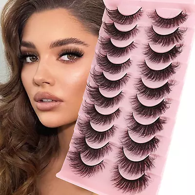 MilyBest Lashes False Eyelashes 10 Pairs 20mm Cat Eye Faux Mink Lashes Fluffy • $10.85