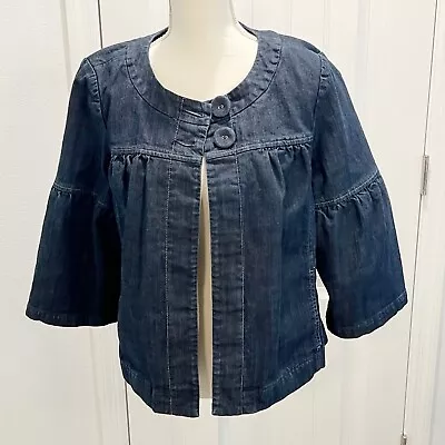 Motto Women's Blue Chambray Denim Jacket Size Medium Belle Sleeve • $22