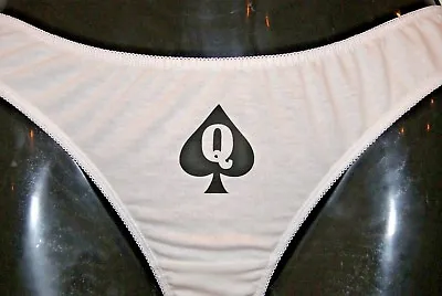 Queen Of Spades Hotwife BBC Cuckold Sexy QOS Thong Panties Underwear White Black • £14.95