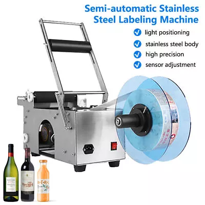 MT-50 Semi-Automatic Round Bottle Labeling Machine Manual Labeler Economic New • $399