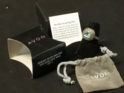 Avon Sterling Silver Abalone With Marcasite Ring Size 6 - SN5187 • $12