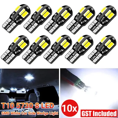 1-10x Canbus T10 5730 8 LED SMD White Car Side Wedge Light Lamp Bulb 194 168 W5W • $7.94