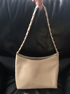 Salvatore Ferragamo Vintage Chain Link Beige Leather Shoulder Bag • $85