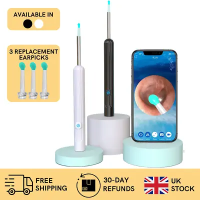 Wireless WiFi Ear Wax Remover Camera Ear Endoscope Spoon Pick Cleaning Tool Kit • £12.99