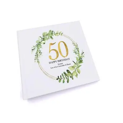 £14.49 • Buy Personalised 50th Birthday Gift For Her Photo Album Gold Wreath Design UV-692