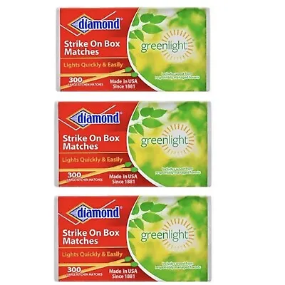 $19.99 • Buy DIAMOND STRIKE ON BOX LARGE WOODEN KITCHEN MATCHES GREENLIGHT 3 Pack - 900 TOTAL