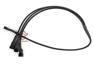 Shakmods 3 Pin Fan To 3 Ways Y Splitter 60cm Black Sleeved Extension Cable PSU • $8.69