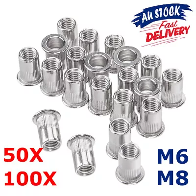 304 Stainless Steel Metric Nutsert Rivet Nuts M6 M8 Blind Nutserts 50/100pcs AU • $12.05