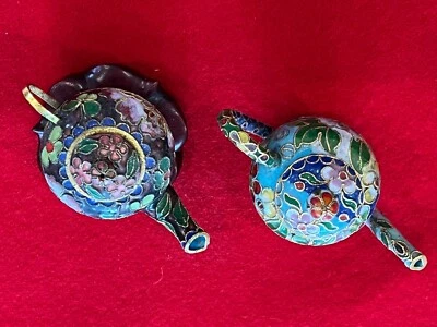 $10 • Buy Cloisonne Enamel Brass-Chinese Vintage Figurine - Tea Pot Set (2)