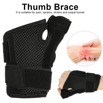 Black Hand Wrist Thumb Splint Brace Support Pain Relief Fits Left And Right BST • £8.32