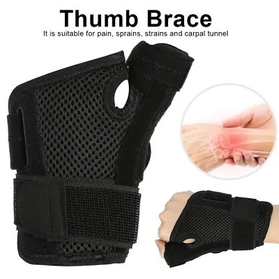 Black Hand Wrist Thumb Splint Brace Support Pain Relief Fits Left And Right • £7.78