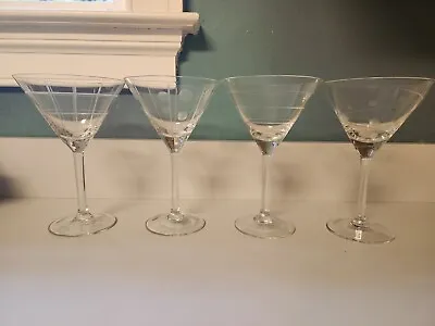 Set 4 Different MIKASA CHEERS 7.5  Martini Cocktail Glasses Etched Bubbles Lines • $29.99