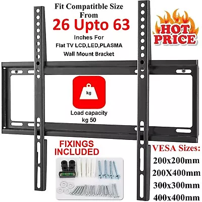 Tv Wall Bracket Mount Slim For 26 30 32 40 42 50 63 Inch Flat 3d Lcd Led Plasma. • £8.99