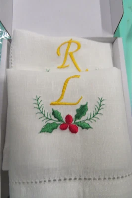£7.50 • Buy Embroidered Christmas Cocktail Linen Napkins Personalised