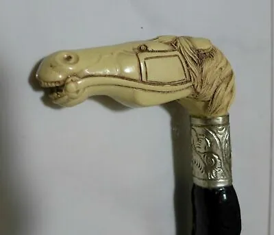 £200.56 • Buy Carved HORSE HEAD Handle Cane With Irish Blackthorn Shaft, 36.4 Inches