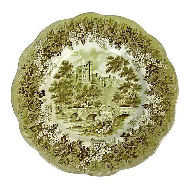 J&G Meakin Romantic England Derbyshire Haddon Hall Green Plate Vintage Ironstone • $12.88