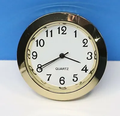 1 7/16  Mini Clock Fit Up Insert Movement Quartz Battery Gold Bezel White Dial • $8.44