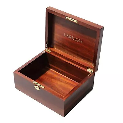 Wooden Box 100% Acacia Wood Storage Box With Lock Handmade Wooden Box With H... • $57.91