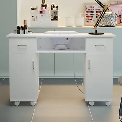 White Professional Manicure Table+Dust Collector Nail Beauty Salon Station Desk • £169.95