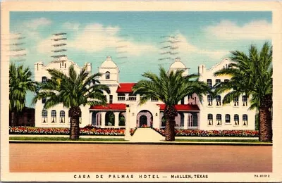 McAllen TX Casa De Palmas Hotel Texas Exterior 1937 Linen Postcard DQ1 • $4.79