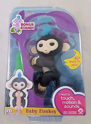 $65.58 • Buy Fingerlings Baby Interactive Monkey Finn Black 40 Sounds Bonus Stand Finger Toy