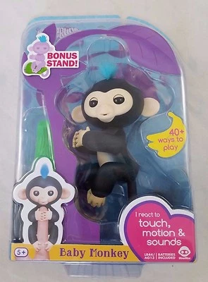 $65.58 • Buy Fingerlings Baby Interactive Monkey Finn Black 40 Sounds Bonus Stand Finger Toy