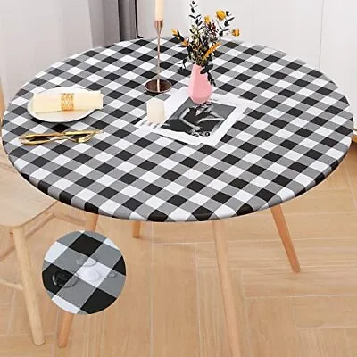 $14.76 • Buy Table Cloth Cover Elastic Checkered Fitted Vinyl Tablecloth 36-44 Inch Round