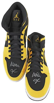 Lakers Magic Johnson Signed 2018 Nike Air Jordan 1 Mid Size 14 Shoes W/ Box BAS • $1544.03