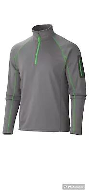 Marmot Mens Power Stretch 1/2 Zip Pullover Gray Green • $20