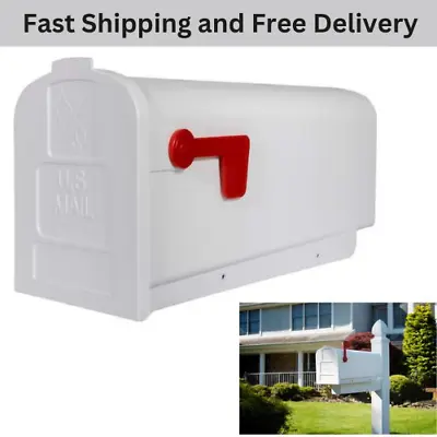 White Mailbox Deluxe Polybox Durable & Best Rust-proof Polymer Post Mounted New • $11.79