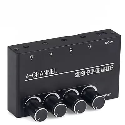 Headphone Amplifier 4 Channel 3.5/6.35MM Stereo Amplifier Mini Earphone Splitte • $18.56