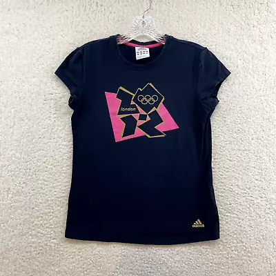 Adidas Official 2012 London Olympics Black Graphic Short Sleeve T-Shirt Womens M • £3.37
