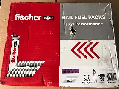 FISCHER 90 X 3.1mm Galv Ring 2200 Nails  2x Fuel Cell Pack - Opened Never Used • £39.99