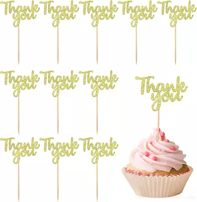 36Pcs Gold Glitter Thank You Cupcake Toppers Cake Decorations Thank You Cupcake  • $18.99