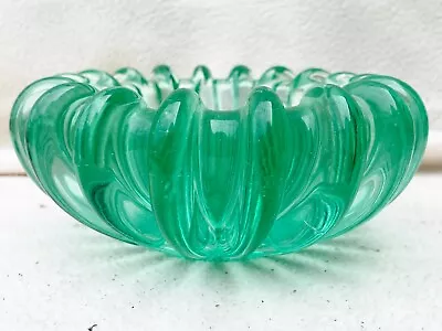 Vintage Heavy Emerald Green Glass Murano Italian Design Mcm Fruit Bowl Dish • £29.99