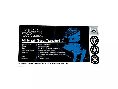$6.21 • Buy CUSTOM STICKERS For STAR WARS SET 75322 AT-ST ATST, MODEL DISPLAYS, Etc